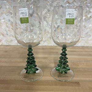 Jingles & Joy Stemmed Wine Glass Acryclic Christmas Trees